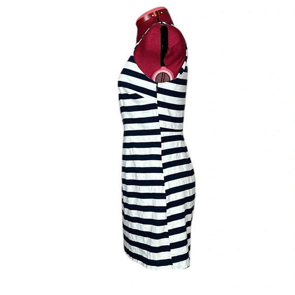 BB Dakota stretch cotton navy white stripe sleeveless fitted mini dress - Picture 4 of 12